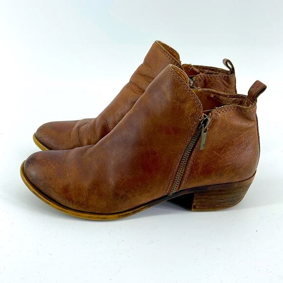 Lucky Brand Basel Double zip leather ankle boots sz 7.5 - Picture 1 of 8